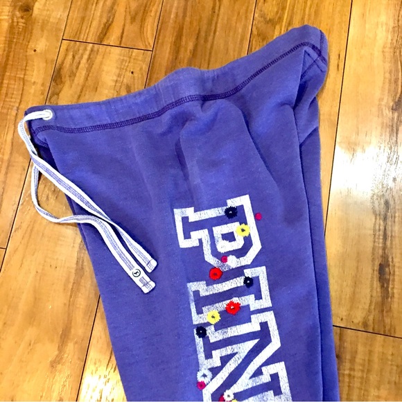 Victoria Secret Pink floral flower purple logo sweats sweatpants joggers… - Picture 15 of 16
